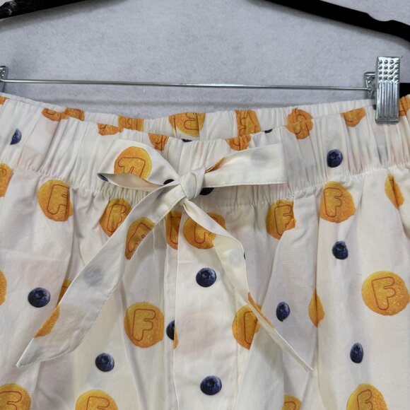 Flan Shorts Men XL White Blueberry Pancake Print Cotton Drawstring Pocket Brunch - Picture 3 of 15